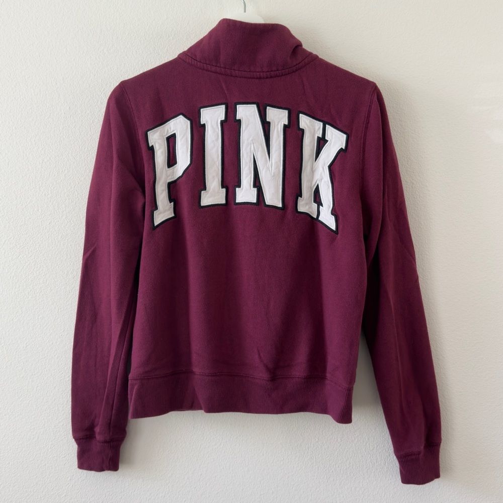 Pink Victoria's Secret Maroon Fleece Quarter Zip 
Size M